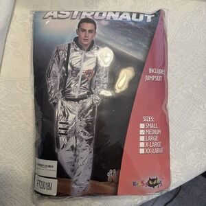 Astronaut Jumpsuit Costume Mens Silver Space Suit Cosplay Halloween Medium